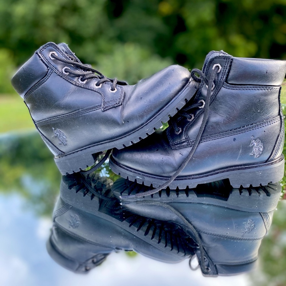 U.S. Polo Assn Black High Top Boots. Youth Sz 1